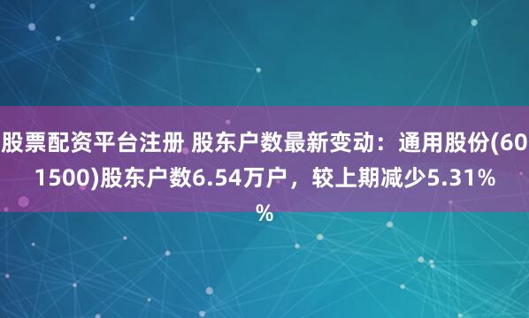 股票配资平台注册 股东户数最新变动：通用股份(601500)股东户数6.54万户，较上期减少5.31%